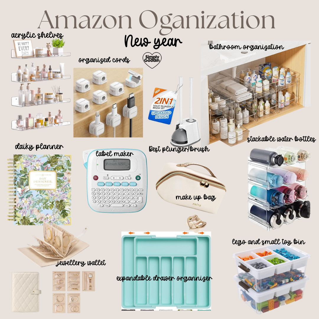 Doing a home reset? These are my favorite Amazon organization finds to get your life together without going full Pinterest-mom.

Inside this roundup:
✔️ acrylic shelves for bathroom & skincare
✔️ under-sink storage organizers
✔️ cord organizers & cable management
✔️ stackable water bottles
✔️ label maker for pantry & drawers
✔️ expandable drawer organizers
✔️ makeup storage + jewelry organizers
✔️ toy storage bins for Lego & small toys

If you’re tackling bathroom organization, pantry organization, closet storage, or toy storage, this list makes it simple and affordable.

Save this for your New Year organization reset and check back daily — I share practical Amazon finds that actually make life easier (not just pretty).

Want me to do kitchen next or closet? 

 #LTKcanada #LTKhome #LTKfamily