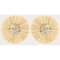 Gold Raffia Oversized Molten Detail Earrings | PrettyLittleThing US