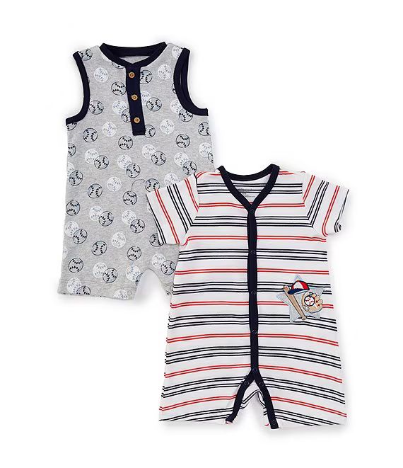 Little Me Baby Boys 3-12 Months Short Sleeve Striped Baseball-Themed Shortalls & Sleeveless Baseb... | Dillard's
