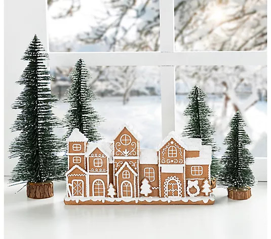 Glitzhome 12"L Christmas Gingerbread TownhouseTable Decor - QVC.com | QVC