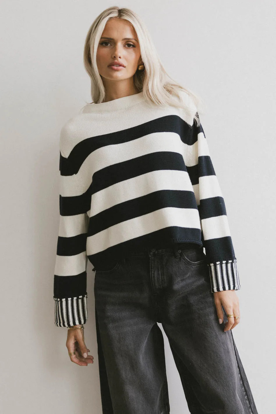 Helena Striped Sweater in Black | Böhme US