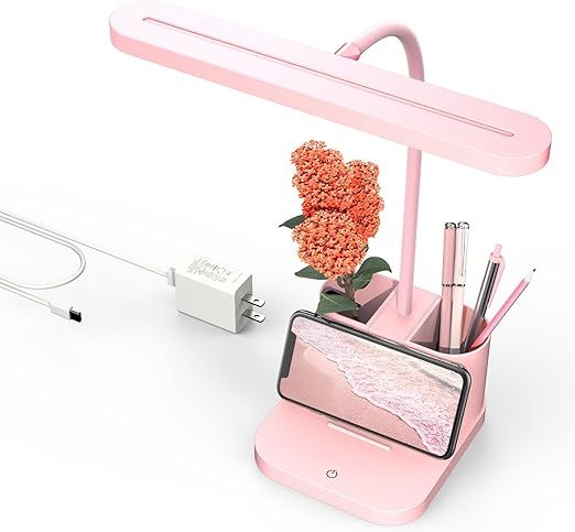 AXX Pink Desk Lamp for Home Office, Cute Desk Lamps for Bedrooms, Kawaii, Dimmable LED, Flexible ... | Amazon (US)