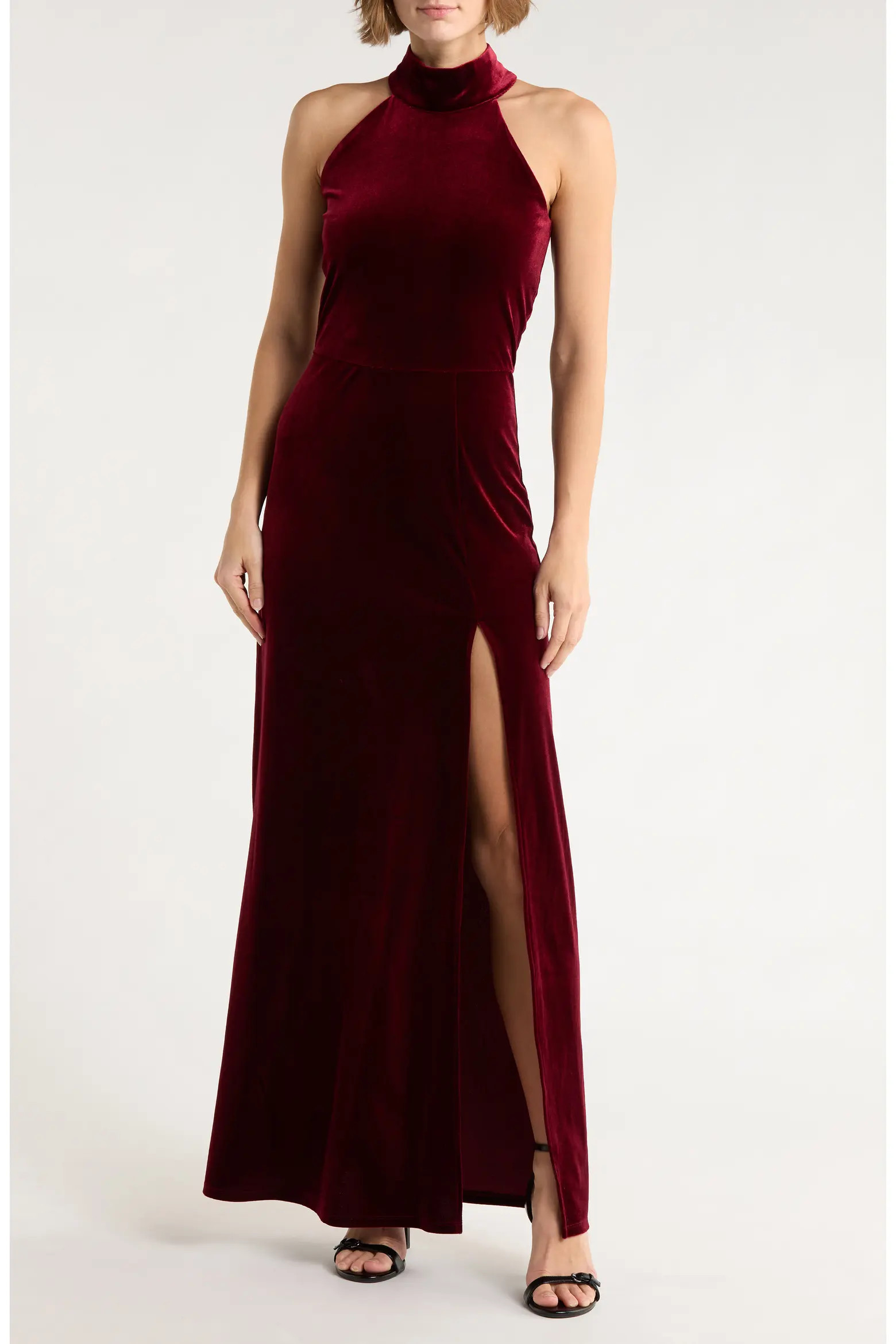 BY DESIGN Mock Neck Sleeveless Velvet Maxi Dress (Women) | Nordstromrack | Nordstrom Rack