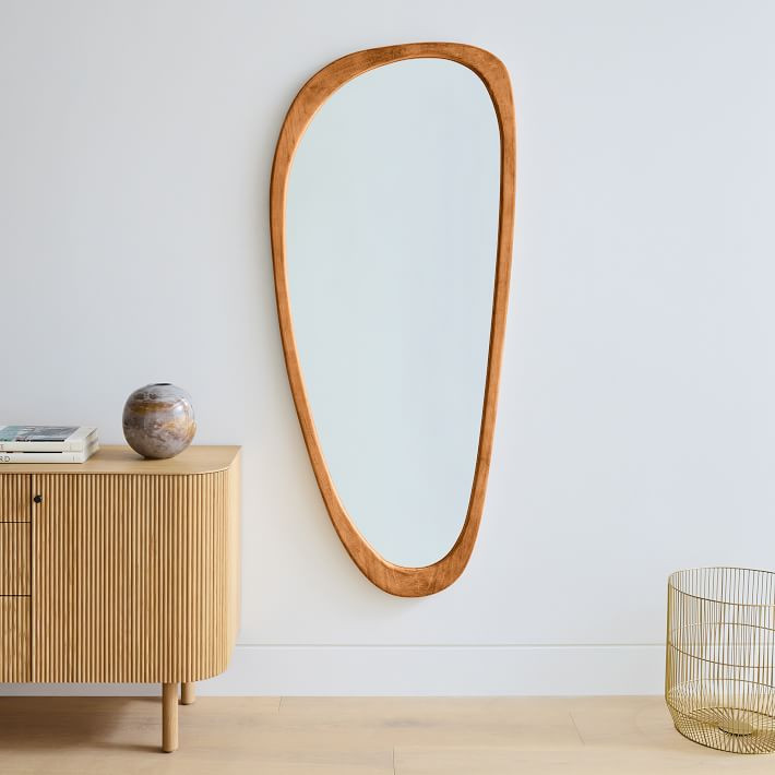 Mid-Century Asymmetrical Wood Floor Mirror | West Elm (US)