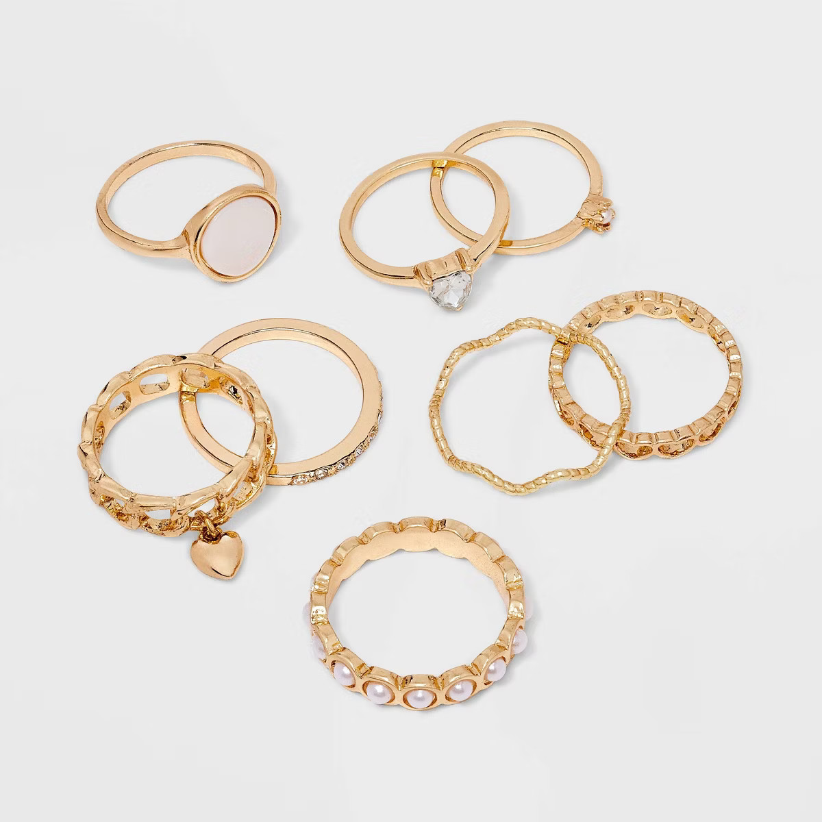Hearts and Pearls Ring Set 8pc - Wild Fable™ Gold | Target