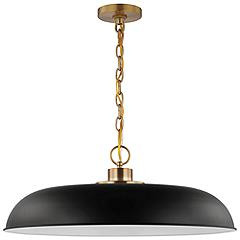 Colony; 1 Light; Large Pendant; Matte Black with Burnished Brass | www.lampsplus.com | Lamps Plus