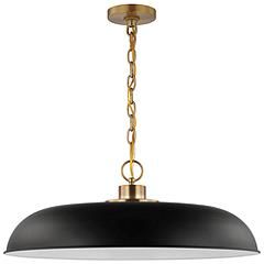 Colony; 1 Light; Large Pendant; Matte Black with Burnished Brass | Lamps Plus