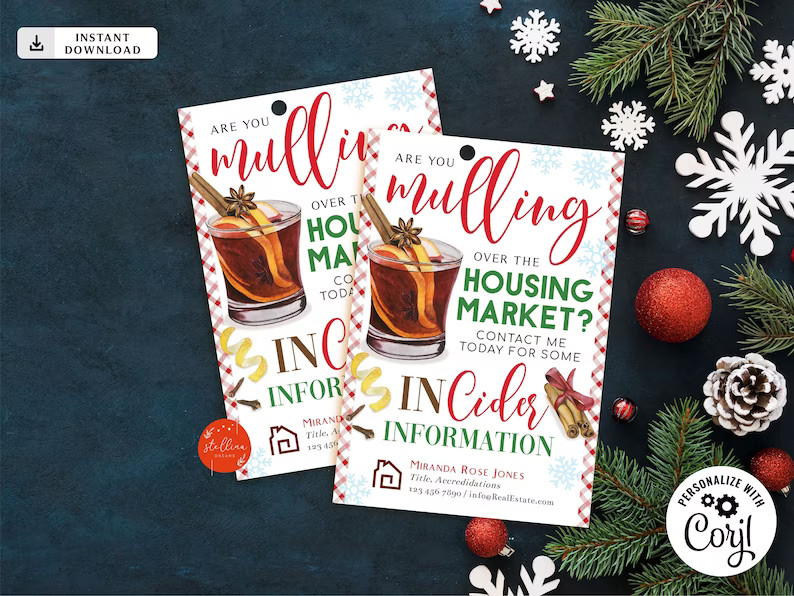 EDITABLE Winter Hot Apple Cider Realtor Pop by Tags Real - Etsy | Etsy (US)