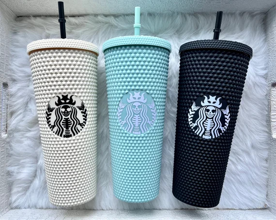 Skeleton Starbucks Inspired Tumbler  Skeleton Logo Studded - Etsy | Etsy (US)