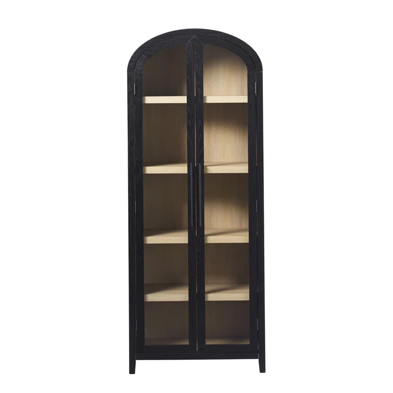 Ridunel Modern Arched Standard Bookcase with Glass Doors | Wayfair North America