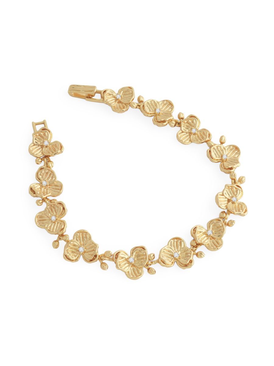 Orchid 18K Gold-Plated & Cubic Zirconia Link Bracelet | Saks Fifth Avenue