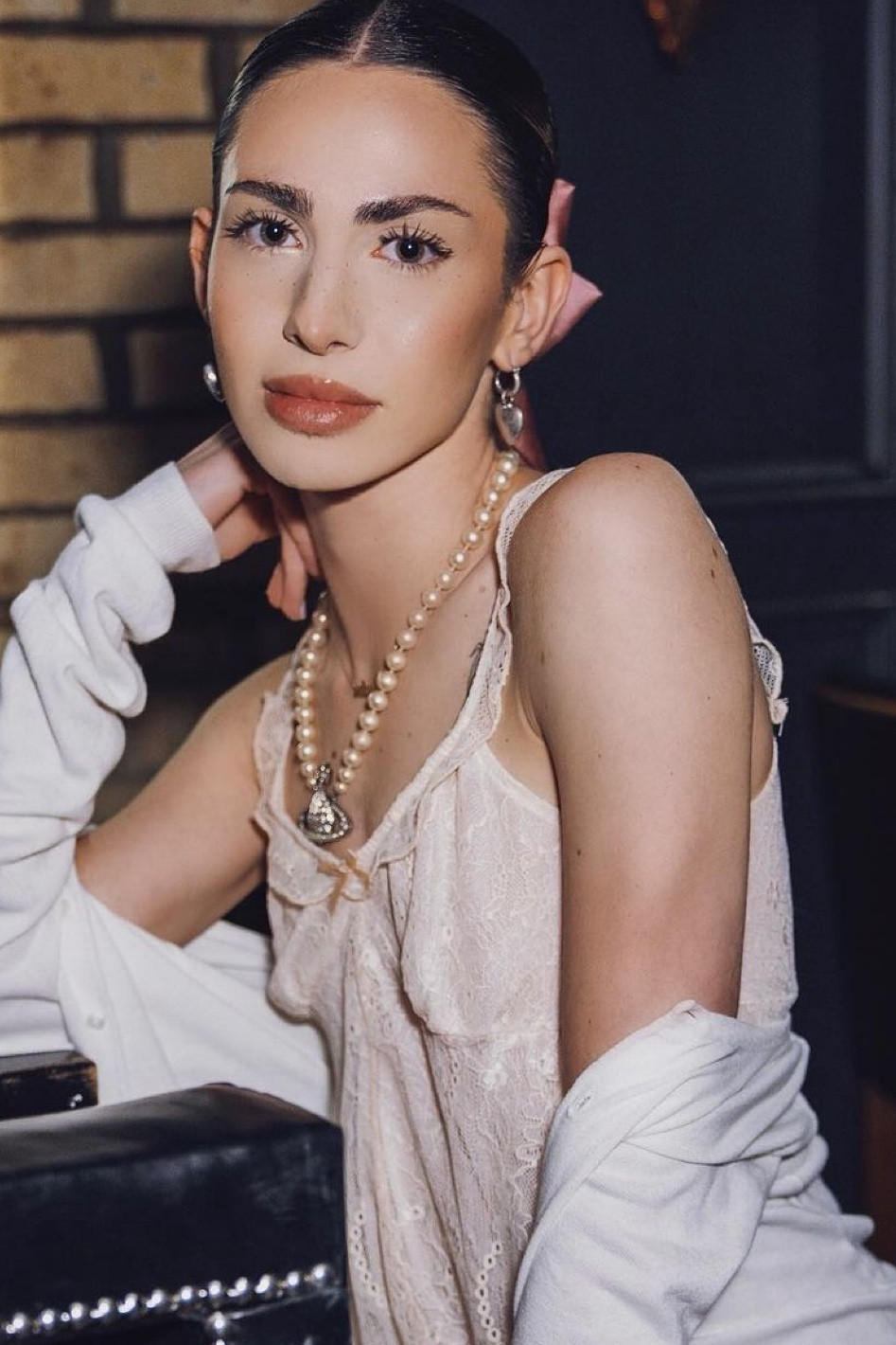 Pink lace corset top, lace top, pink hair bow, white button up cardigan, urban outfitters, H&M 

#LTKeurope #LTKstyletip #LTKSeasonal