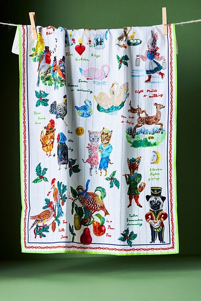 Nathalie Lete 12 Days of Christmas Dish Towel | Anthropologie (US)