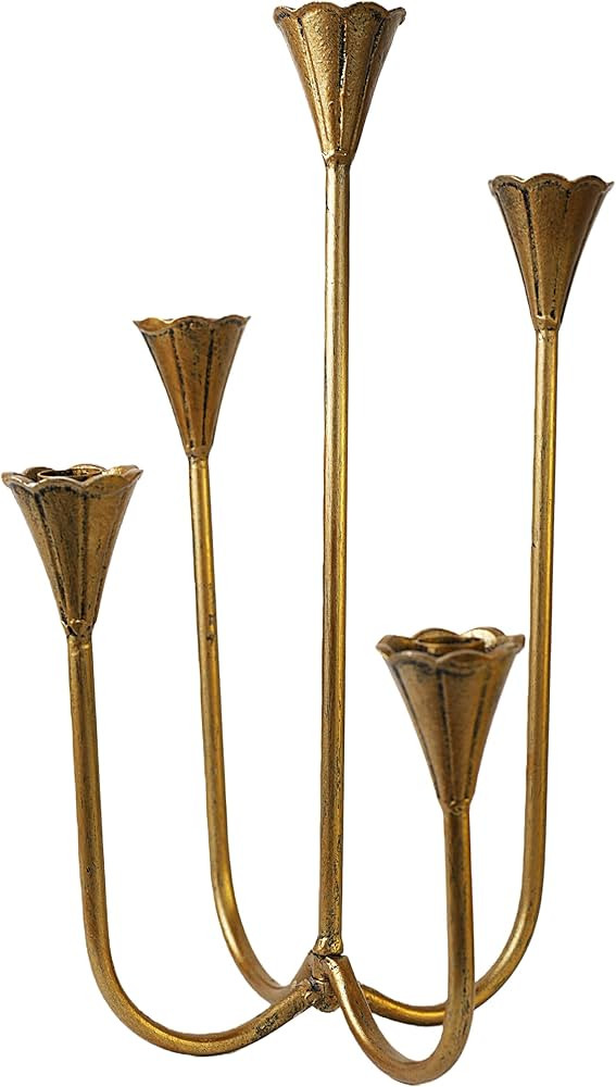 Portavelas vintage para velas cónicas de palo, candelabro de hierro fundido de 5 brazos para cen... | Amazon (US)