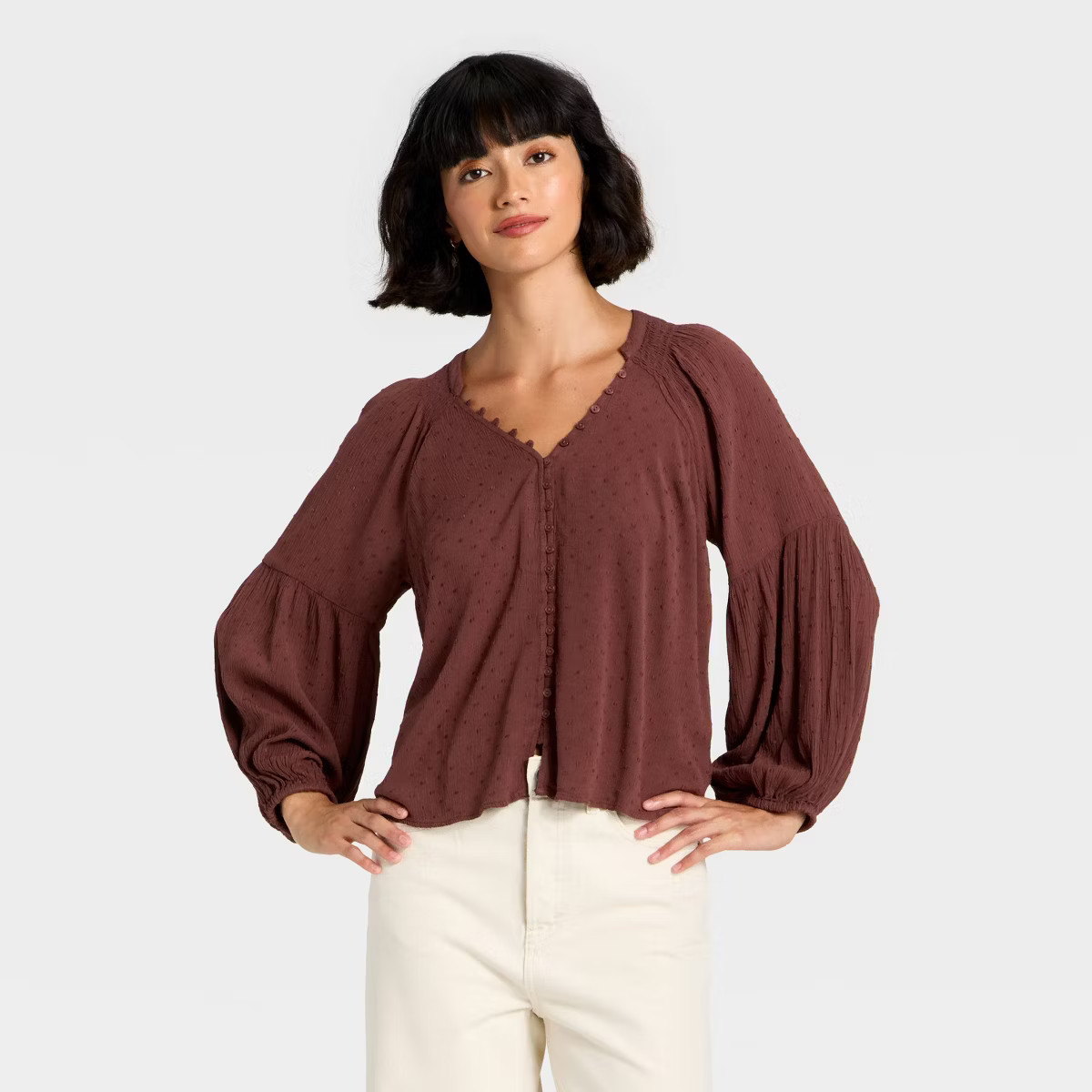 Women's Balloon Long Sleeve Button-Down Blouse - Universal Thread™ | Target