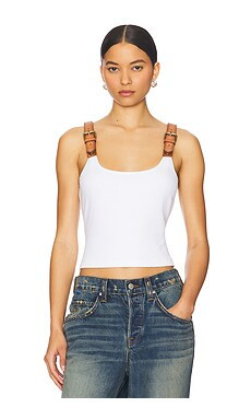 Monse Leather Strap Tank Top in Ivory from Revolve.com | Revolve Clothing (Global)