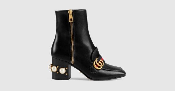 Leather mid-heel ankle boot | Gucci (US)
