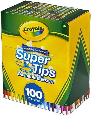 Crayola Super Tips Marker Set, Washable Markers, Assorted Colors, Art Set for Kids, 100 Count | Amazon (US)