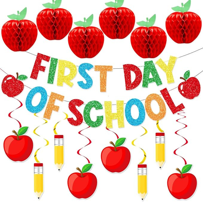 Pre-Strung First Day of School Decorations Banner Welcome Back to School | Amazon (US)