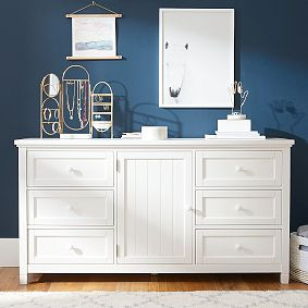Beadboard Simply White 6-Drawer Wide Dresser (63.5w x 19d") | Pottery Barn Teen