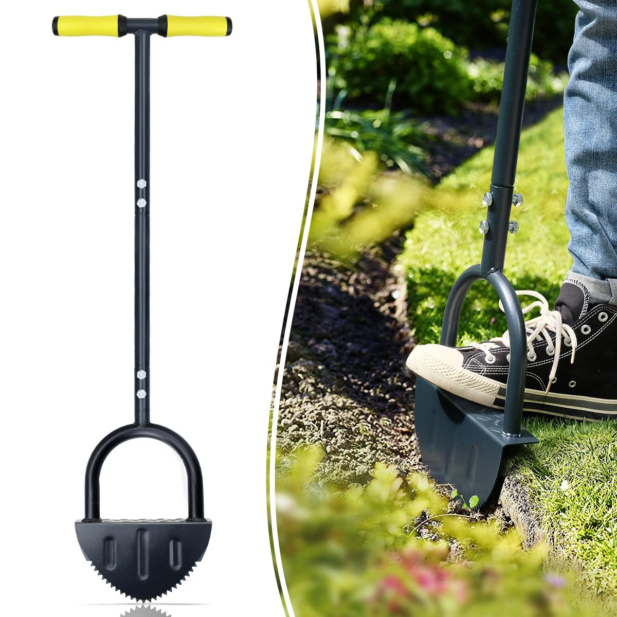 Colwelt Saw-Tooth Edger Lawn Tool, Half Moon Lawn Edger with T-Grip, Sidewalk Grass Long Handled ... | Amazon (US)