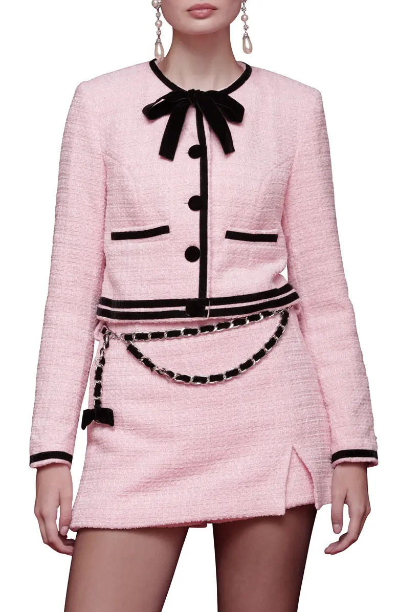 Tweed Crop Bow Trim Jacket | Nordstrom