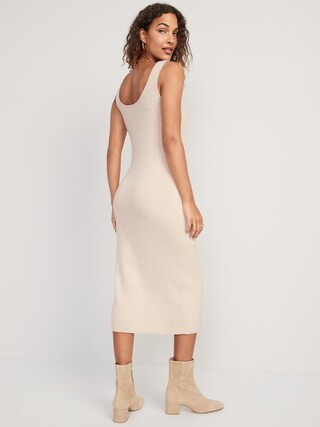 Fitted Rib-Knit Midi Tank Sweater Dress for Women | Old Navy (US)