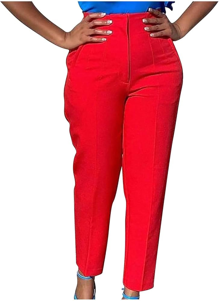 High Waist Dress Pants for Women 2026 Trendy Pleated Work Slacks Business Dressy Casual Solid Off... | Amazon (US)