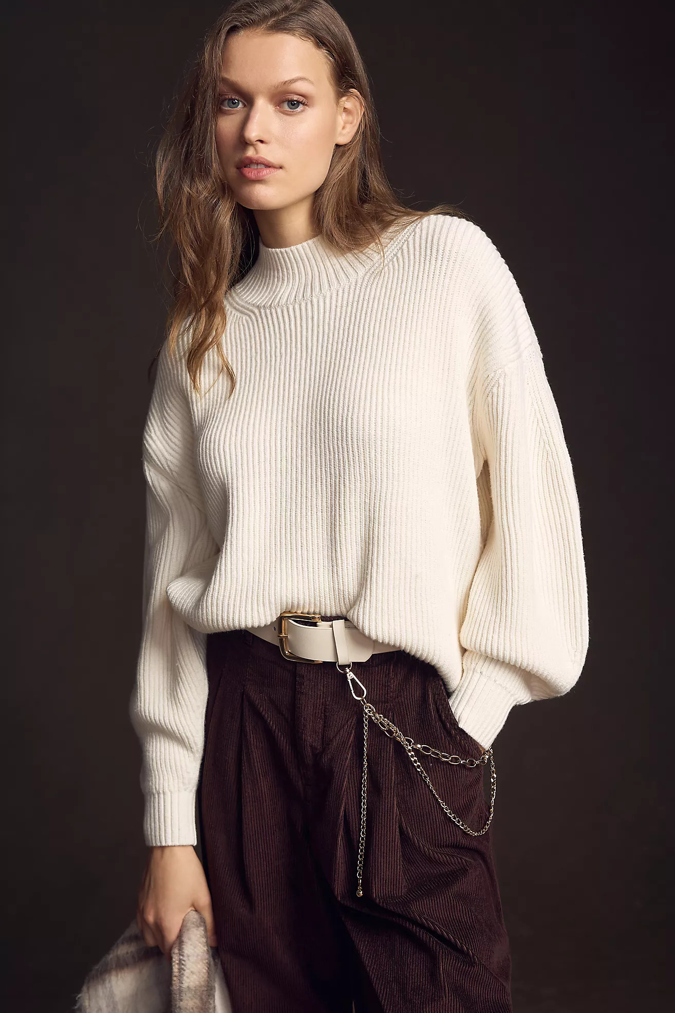 Maeve Rib Knit Puff-Sleeve Jumper | Anthropologie (UK)
