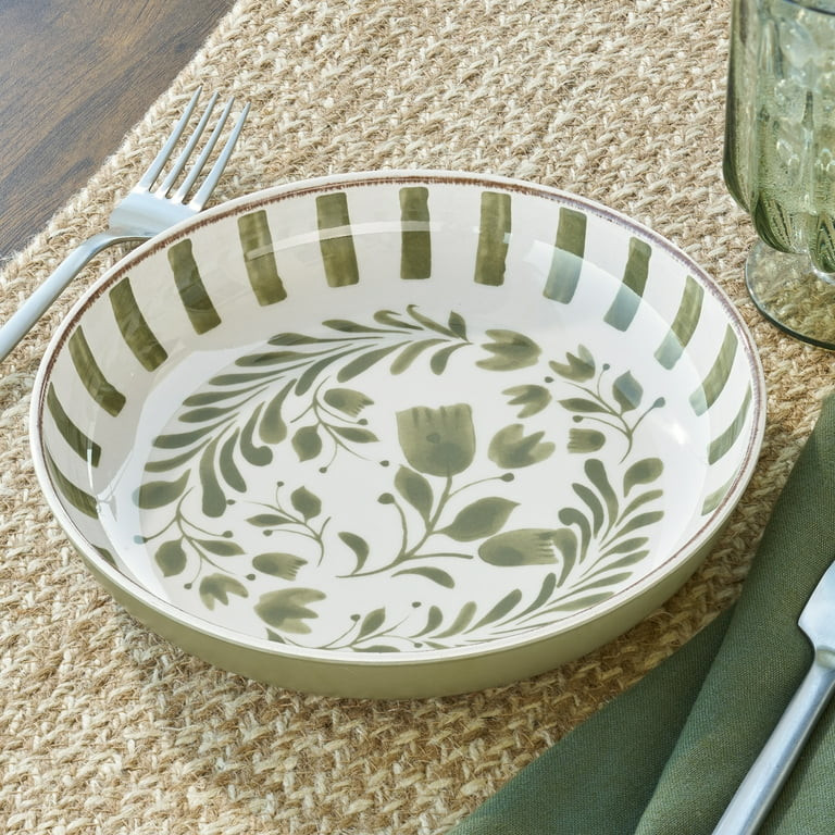 Better Homes & Gardens 12-Piece Bamboo Melamine Dinnerware Set, Green | Walmart (US)