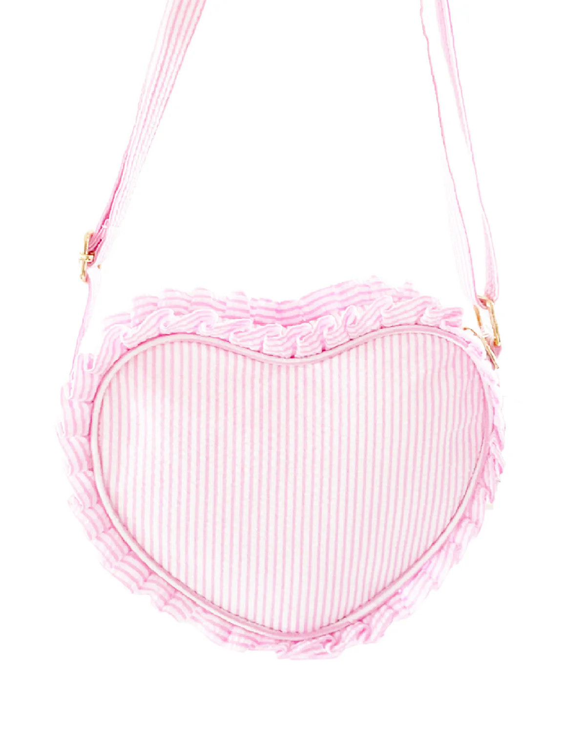 Bits and Bows Kids Heart Purse with Monogram - Seersucker Pink | JoJo Mommy