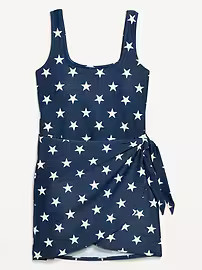 Matte Side-Tie Swim Dress | Old Navy (US)