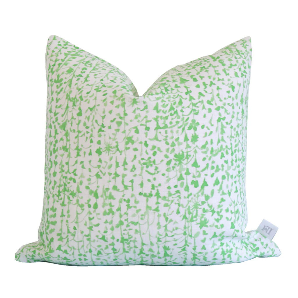 "Jessamine" in Green Pillow Cover for Lo Home x Junior Sandler | Lo Home by Lauren Haskell Designs