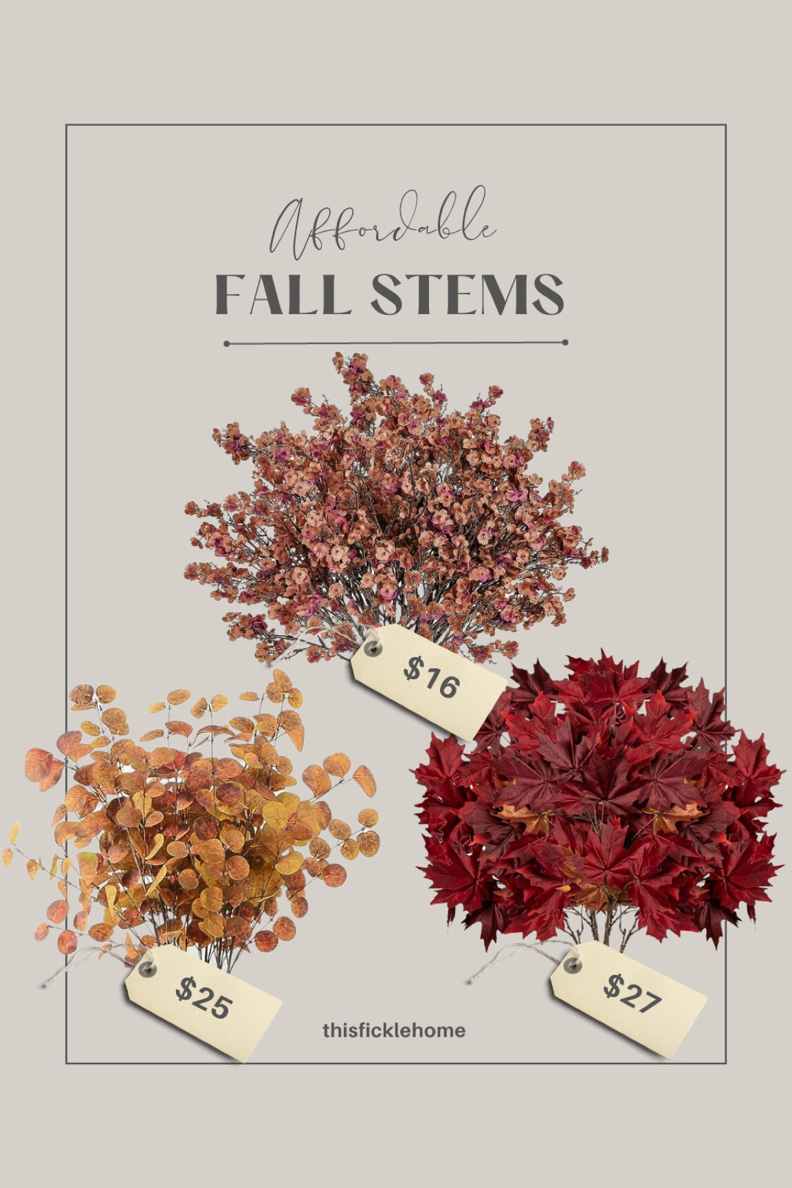 Fall stems, fall vase filler,
Fall foliage, faux baby’s breath, faux eucalyptus, faux maple leaf stems.

#LTKsalealert #LTKSeasonal #LTKhome