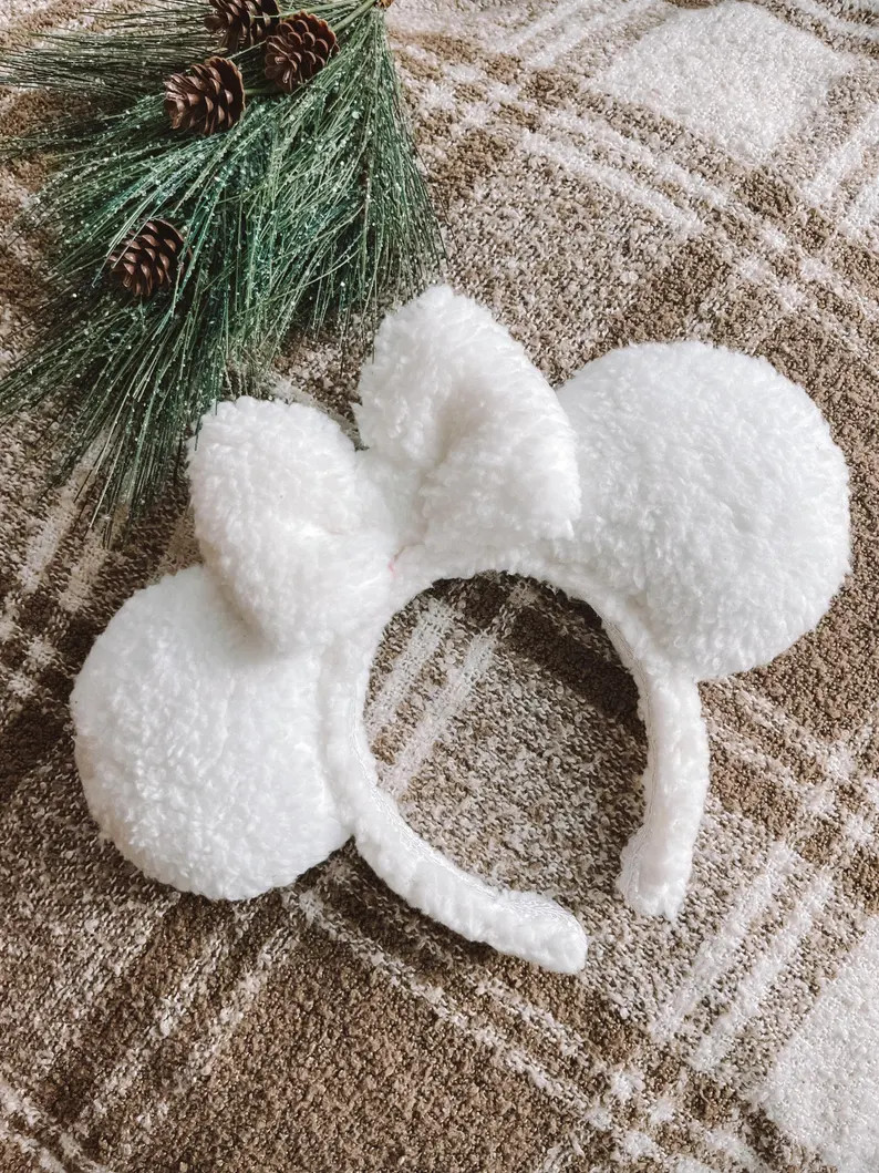 White Sherpa Minnie Ears, White Teddy Minnie Ears, Sherpa Minnie Ears, Teddy Minnie Ears, Disney ... | Etsy (US)