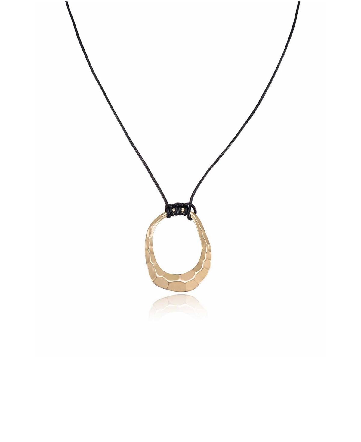 Ettika Hammered Golden Loop Pendant 18K Gold Plated Necklace - Black | Macy's