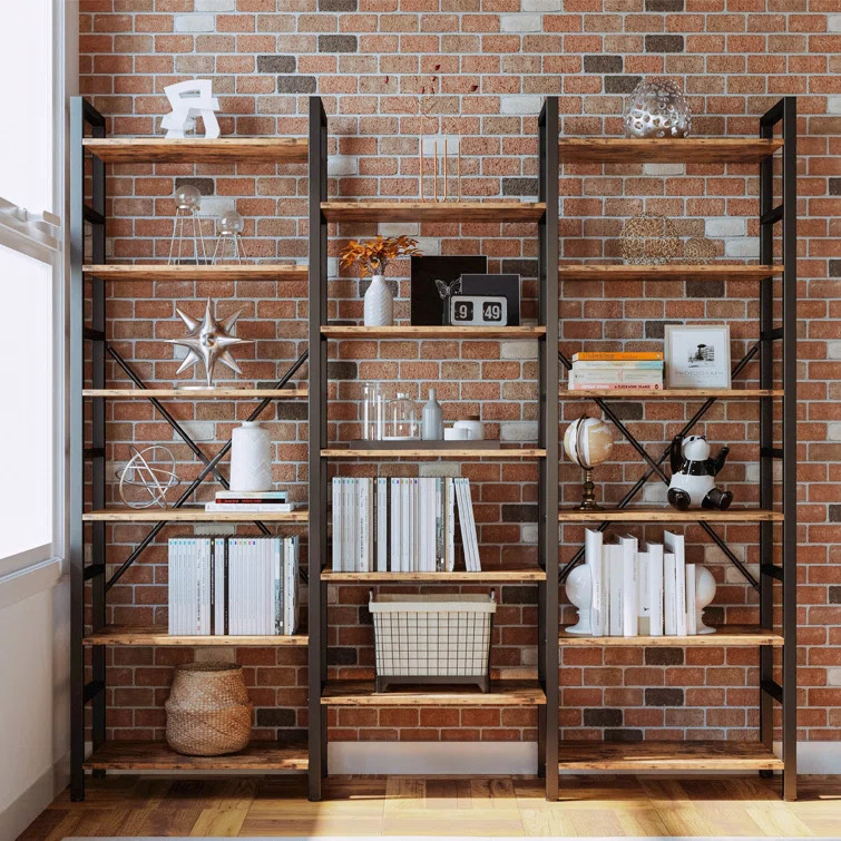 Hrissoula 78'' H x 69.3'' W Iron Etagere Bookcase | Wayfair North America
