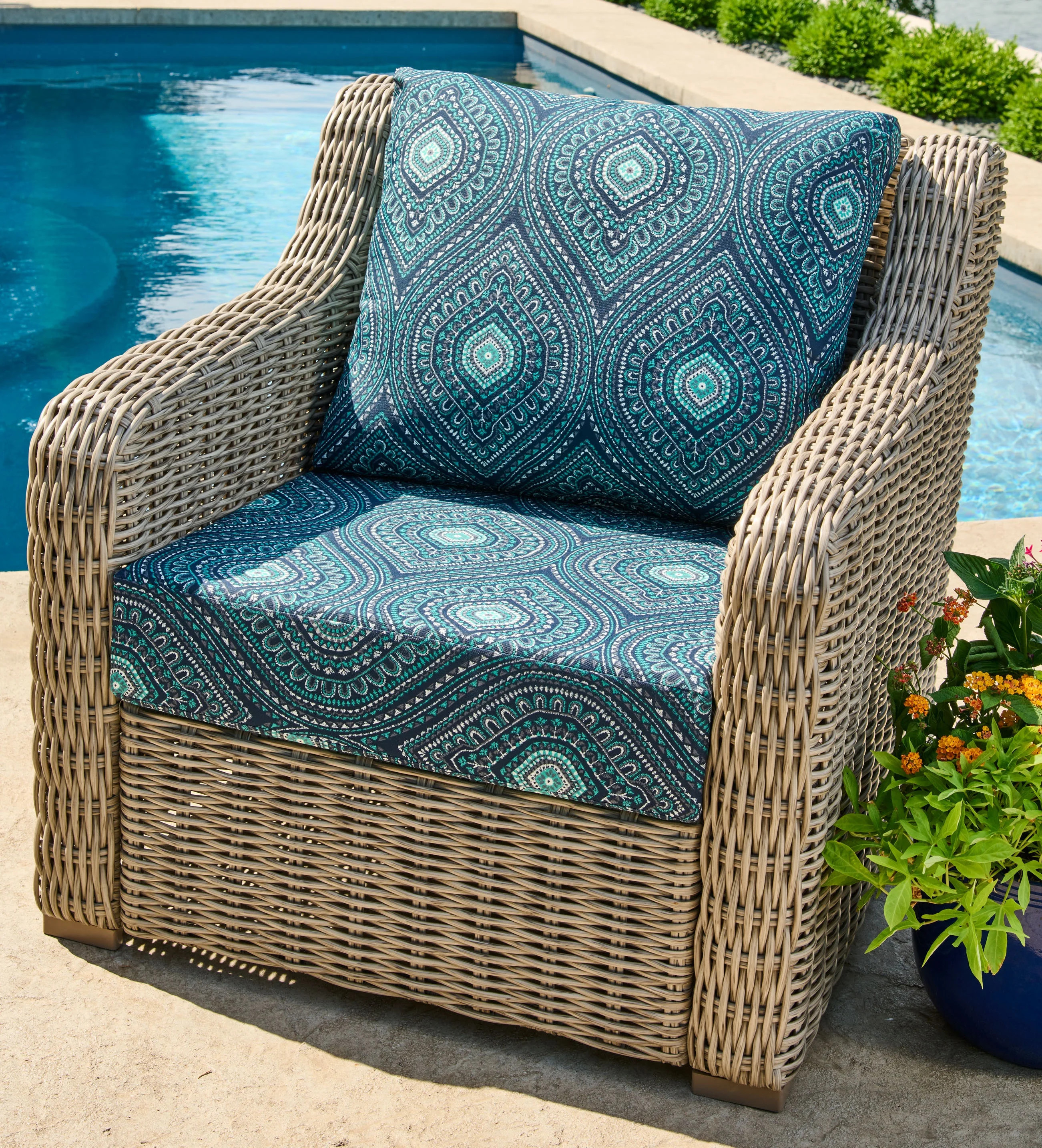Better Homes & Gardens Blue Medallion Outdoor 24" x 24" 2 Piece Deep Seat Cushion Set | Walmart (US)