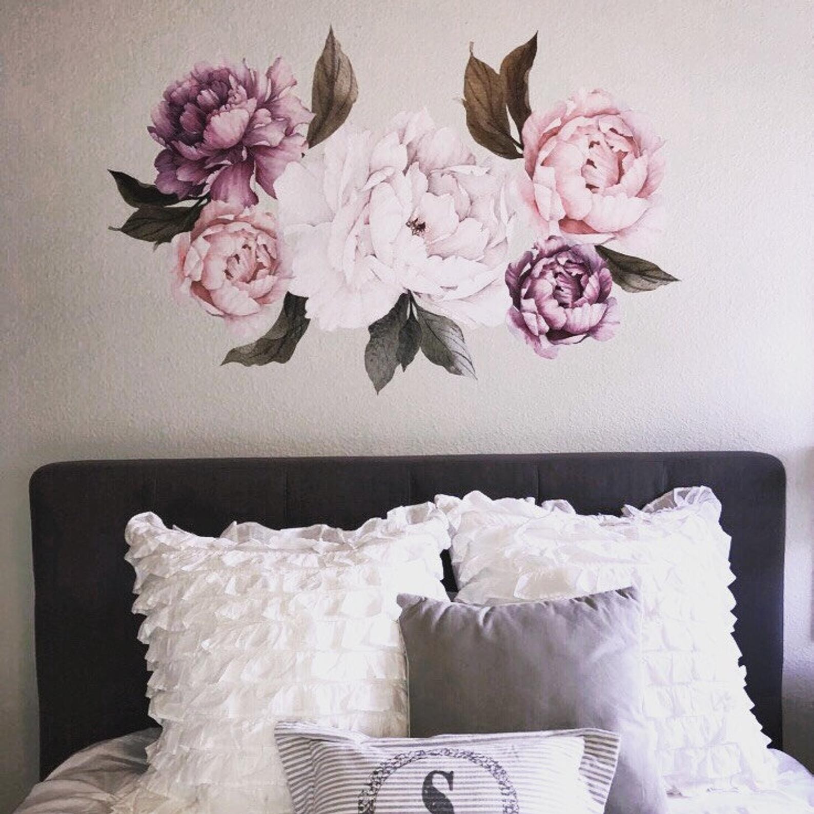 Peony Wallpaper decal, floral wallpaper, removable wallpaper, peel and stick wallpaper, nursery w... | Etsy (US)