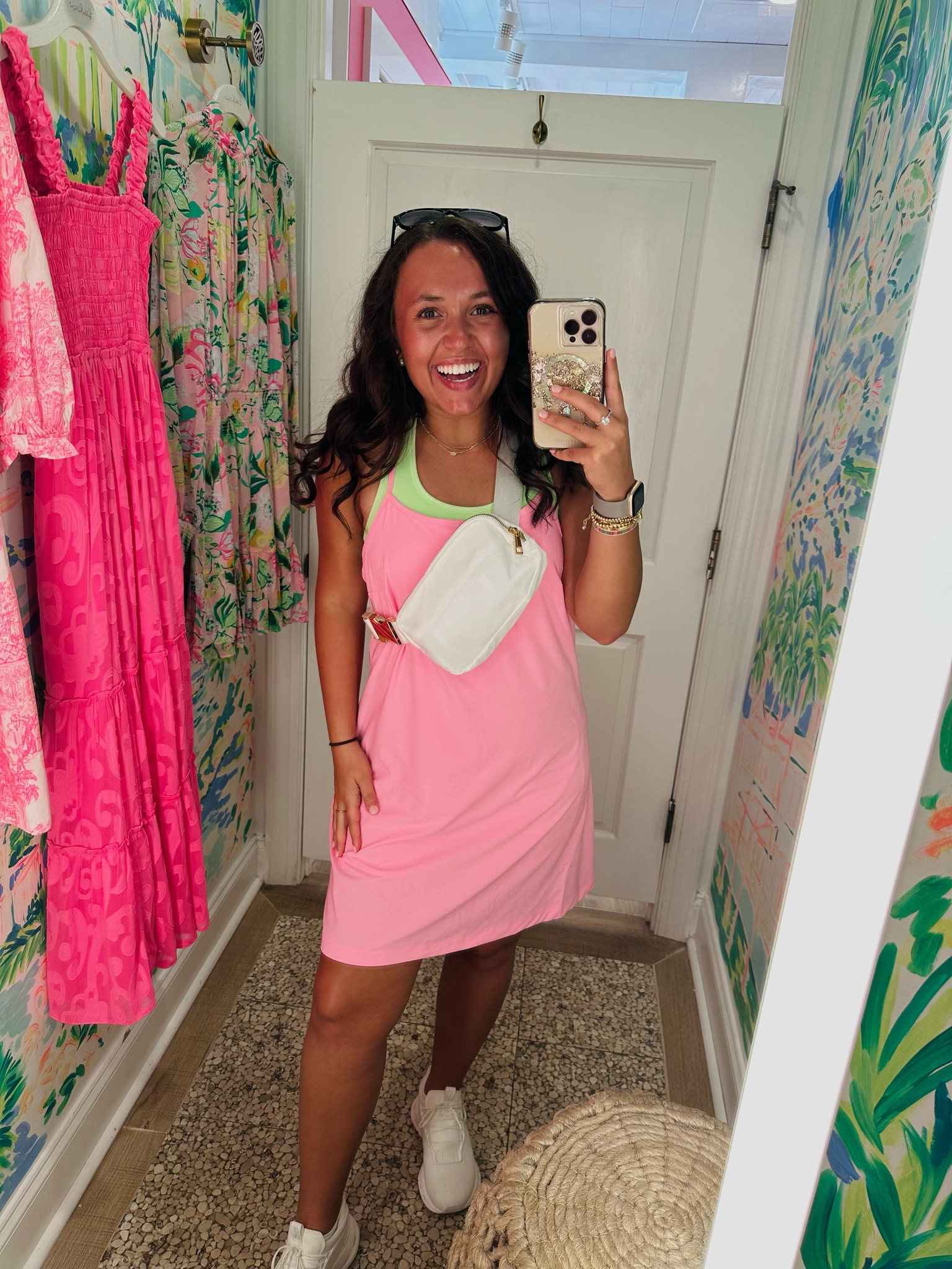 My go-to outfit for the spring/summer! I absolutely love this athletic dress from Target. It is so comfy & cute. So many colors are available! I sized up to a Medium for a non-fitted fit. 💗 

Athletic Outfits. Athletic dress. Target. Target fashion. Spring outfits. Travel outfits. Pink dress. Pink and green. Spring Break. Athletic wear. Vacation. Florida. 

#LTKstyletip #LTKtravel #LTKfitness