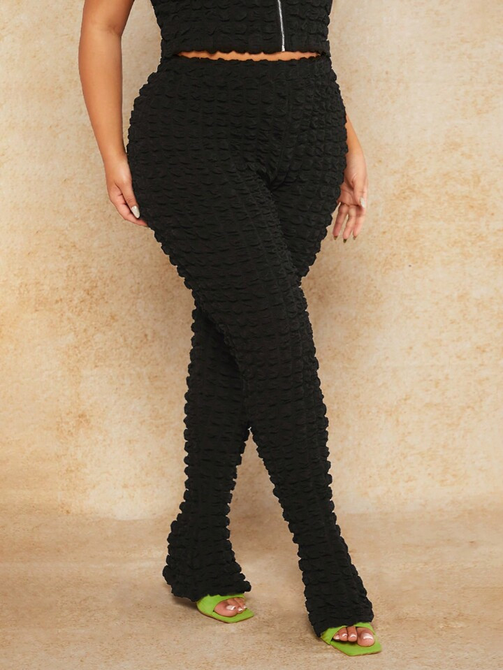 SHEIN SXY SHEIN SXY Plus Bubble Side Slit Women'S Long Leggings | SHEIN