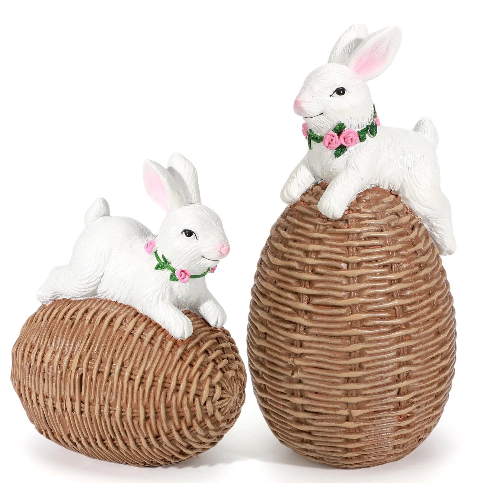 Ayieyill Easter Bunny Egg Decorations 2Pcs, Resin Easter Bunny Figurines for Home, Courtyard, Tab... | Walmart (US)