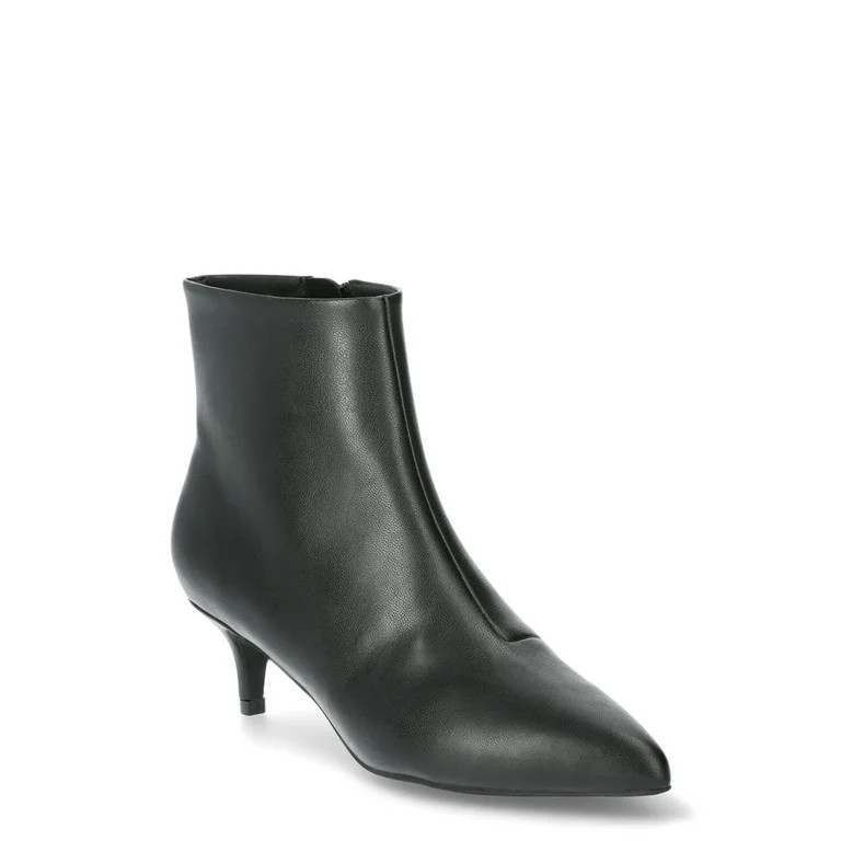 Scoop Women's Faux Leather Kitten Heel Ankle Boots | Walmart (US)