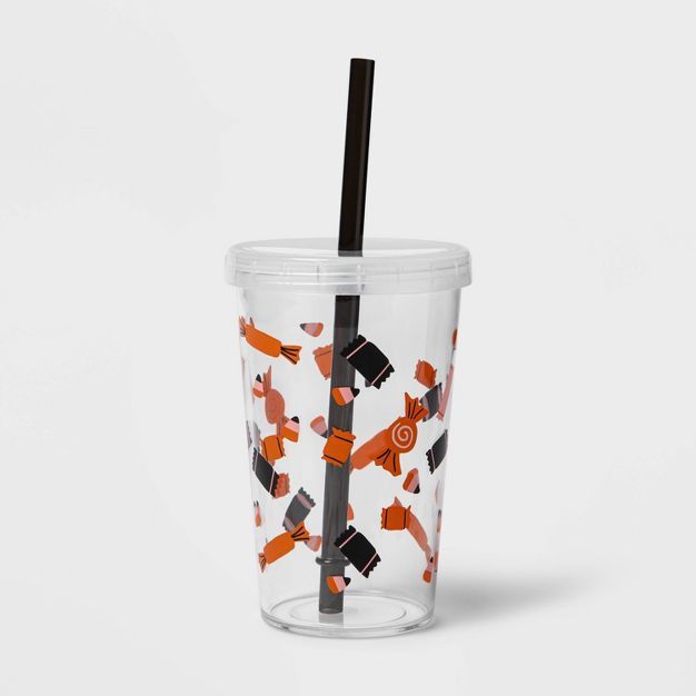 12oz Plastic Halloween Candy Tumbler with Straw - Hyde &#38; EEK! Boutique&#8482; | Target