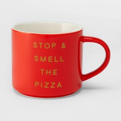 16oz Porcelain Stop and Smell the Pizza Mug Red - Threshold™ | Target