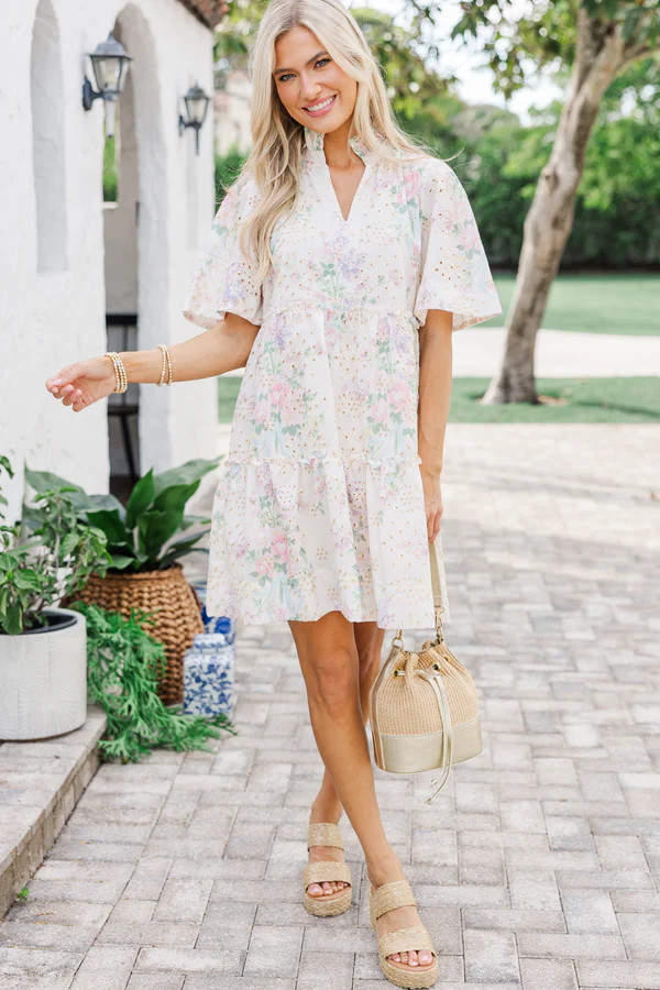 Feeling Your Best Cream Floral Eyelet Dress | The Mint Julep Boutique