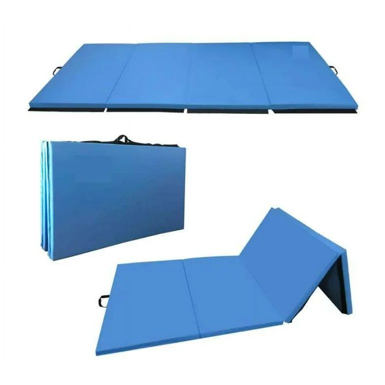 Coinus Sports 4-Panel Folding Gymnastics Exercise Mat with Handles, 4' x 10' x 2", Blue | Walmart (US)