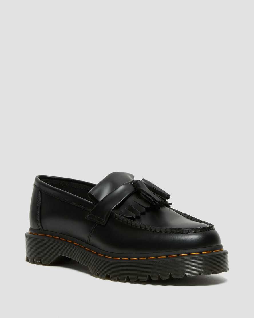 Dr. Martens, Adrian Bex Smooth Leather Tassel Loafers Shoes in Black, Size 8 | Dr. Martens