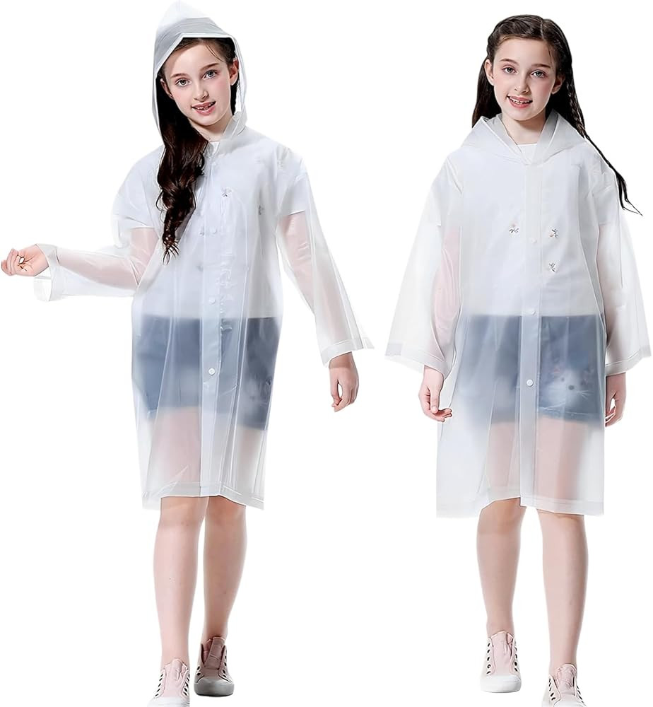 Rain Ponchos Raincoats for Kids, 2 Packs Rain Coats Jacket Reusable with Hood for Boys Girls Disn... | Amazon (US)