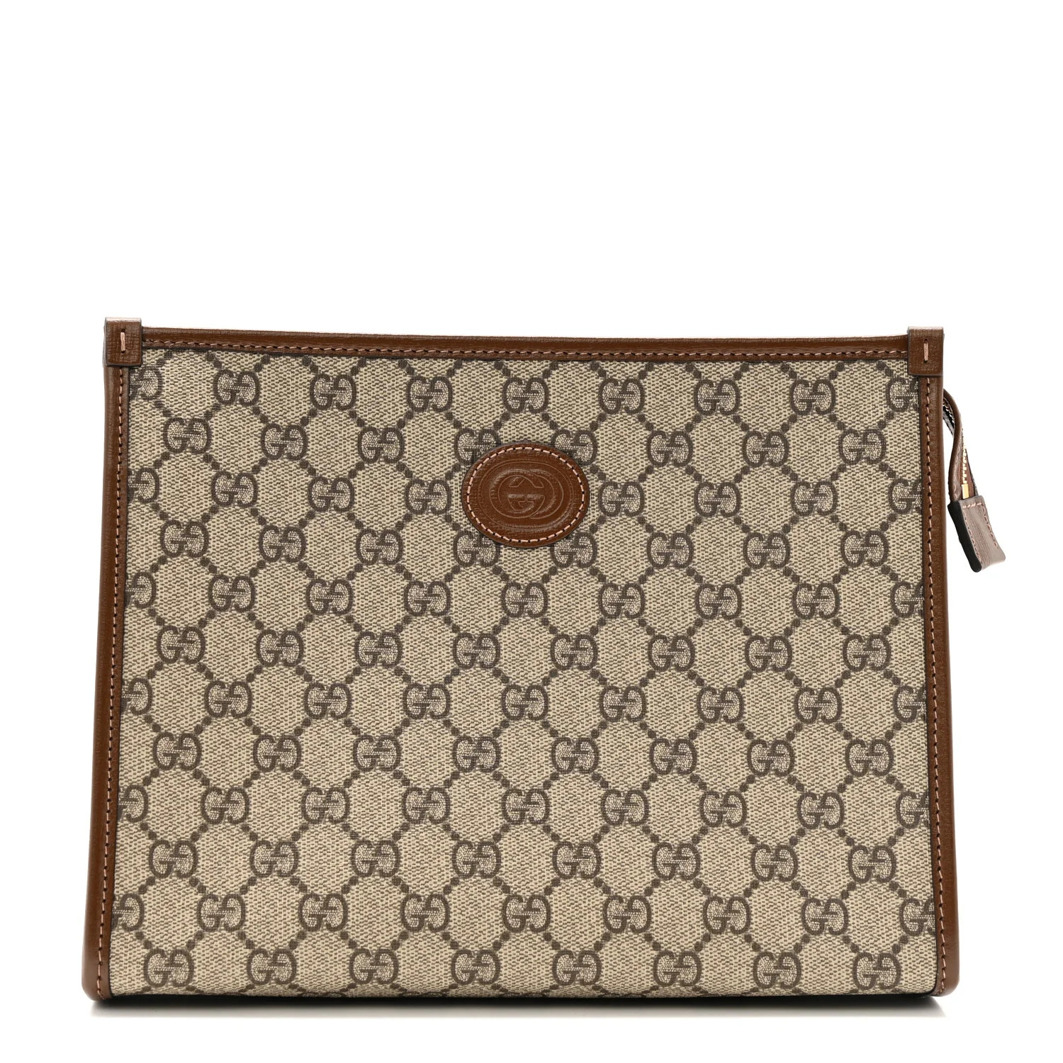 GG Supreme Monogram Azalea Calfskin Retro Interlocking G Beauty Case Beige Ebony Brown Sugar | FASHIONPHILE (US)